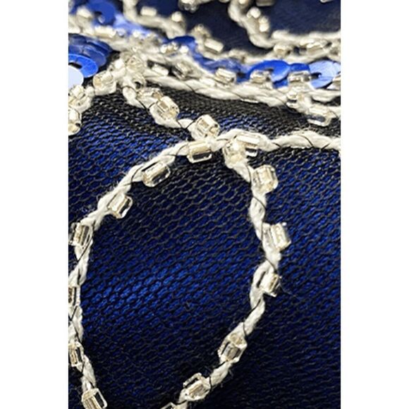 ✨💙 Flapper Great Gatsby 1920s Retro Tassel Fringe Sequin Blue Dress XL NWT - Picture 10 of 12